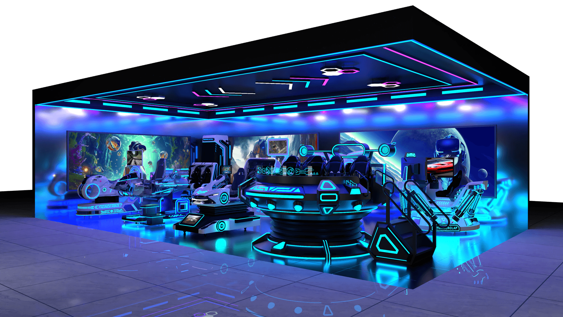 Concept layout for an approximately 100 square metre VR gaming zone