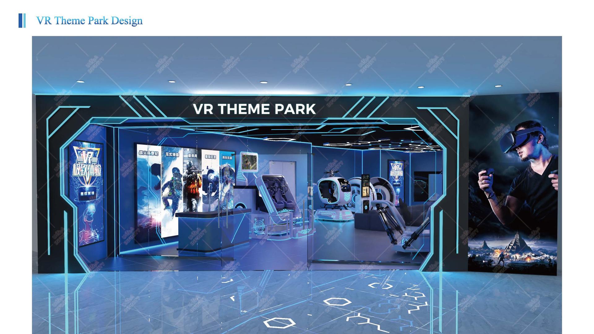 Concept layout for a VR gaming zone of 200 square metres and above