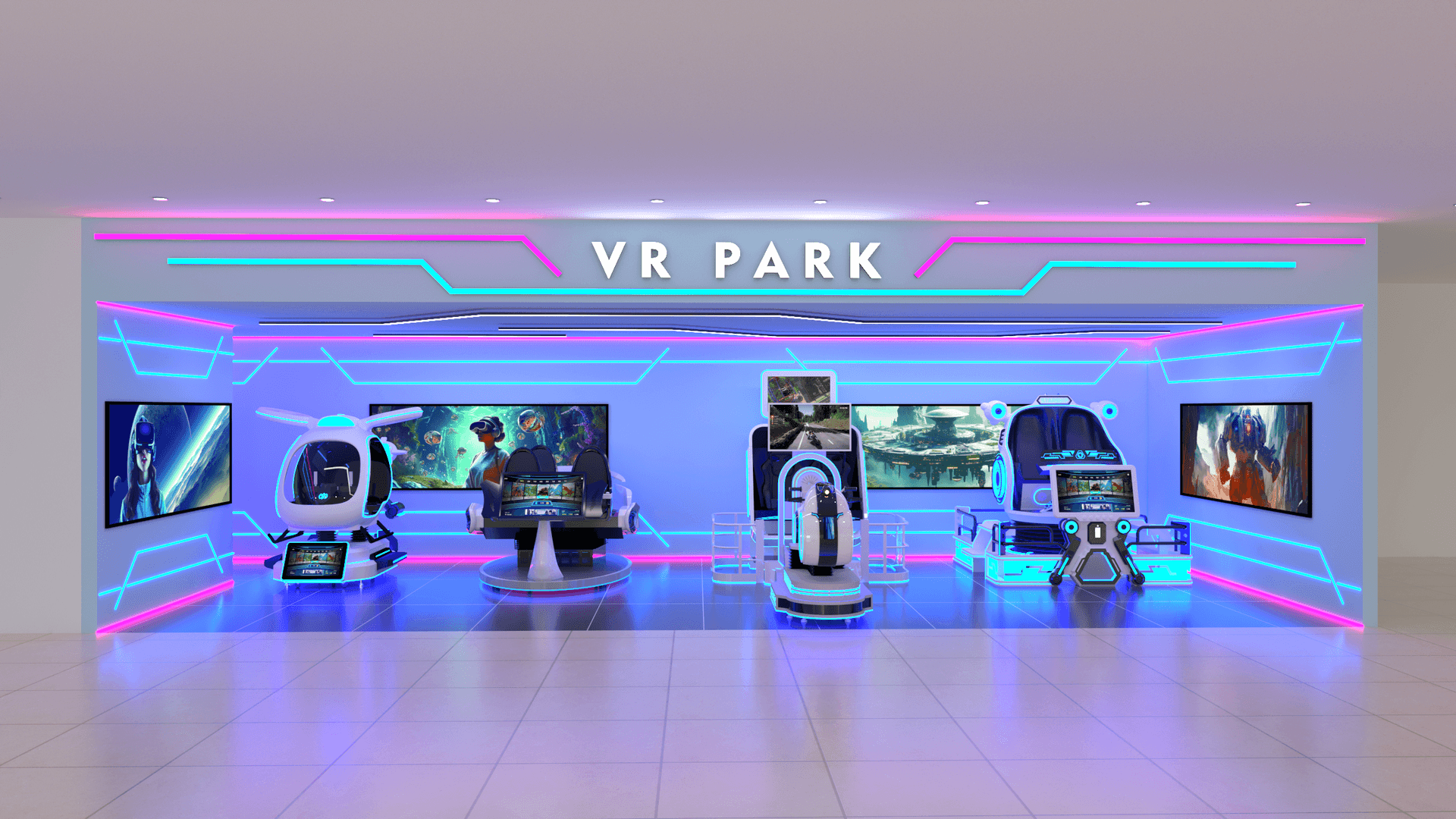 Concept layout for an approximately 30 square metre VR gaming zone