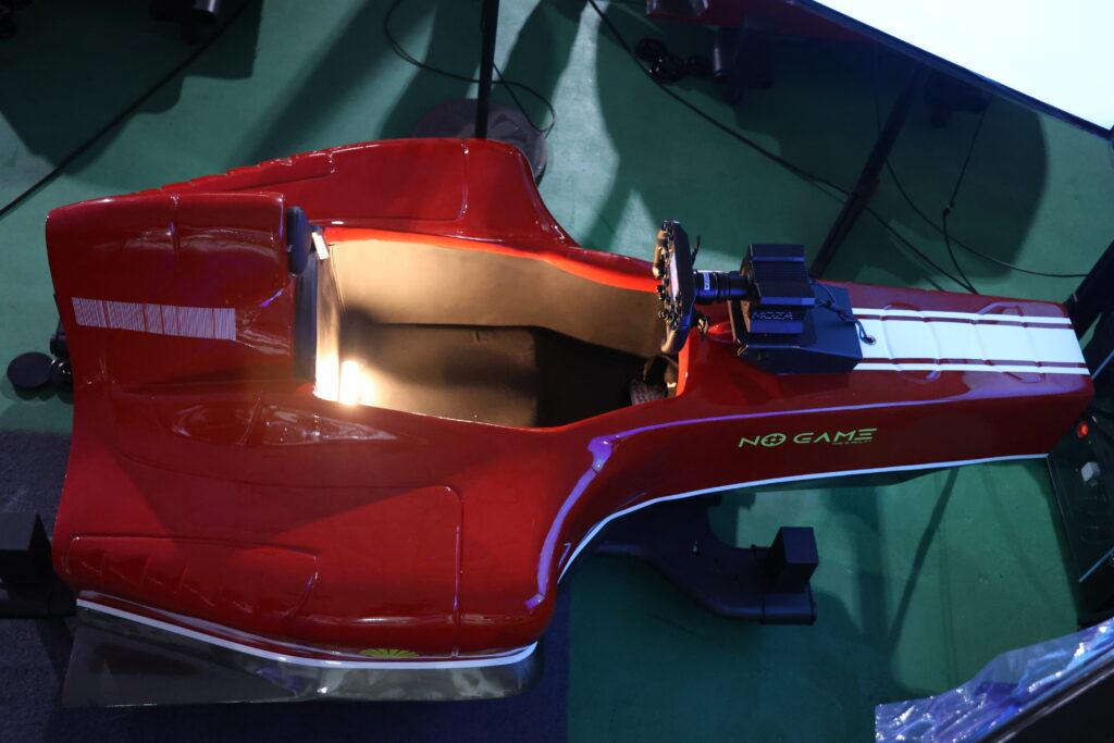 F1 racing simulator seat and screen
