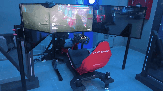 Racing simulator cockpit and controls