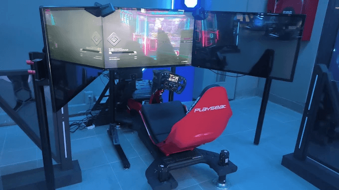 Racing simulator cockpit and controls